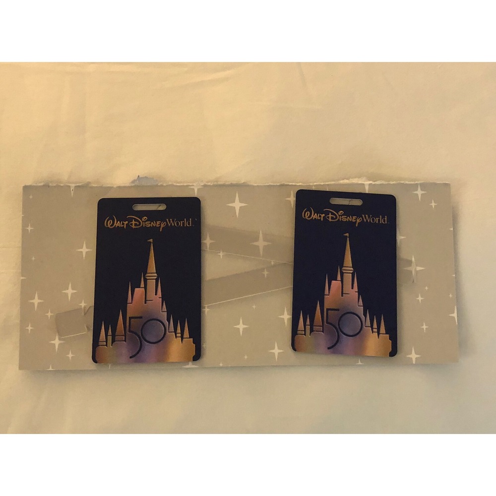 NEW Walt Disney World Resort 50th Anniversary  Set of 2 Luggage Tags w/ Straps